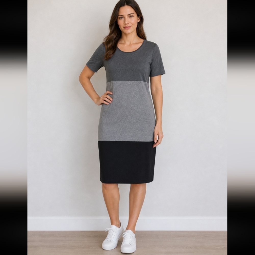 LULAROE LLR Julia Dress Color Block Black Gray Medium
